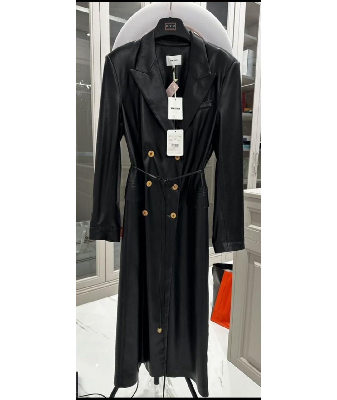 NANUSHKA Черный кожаный тренч/плащ, фото 5