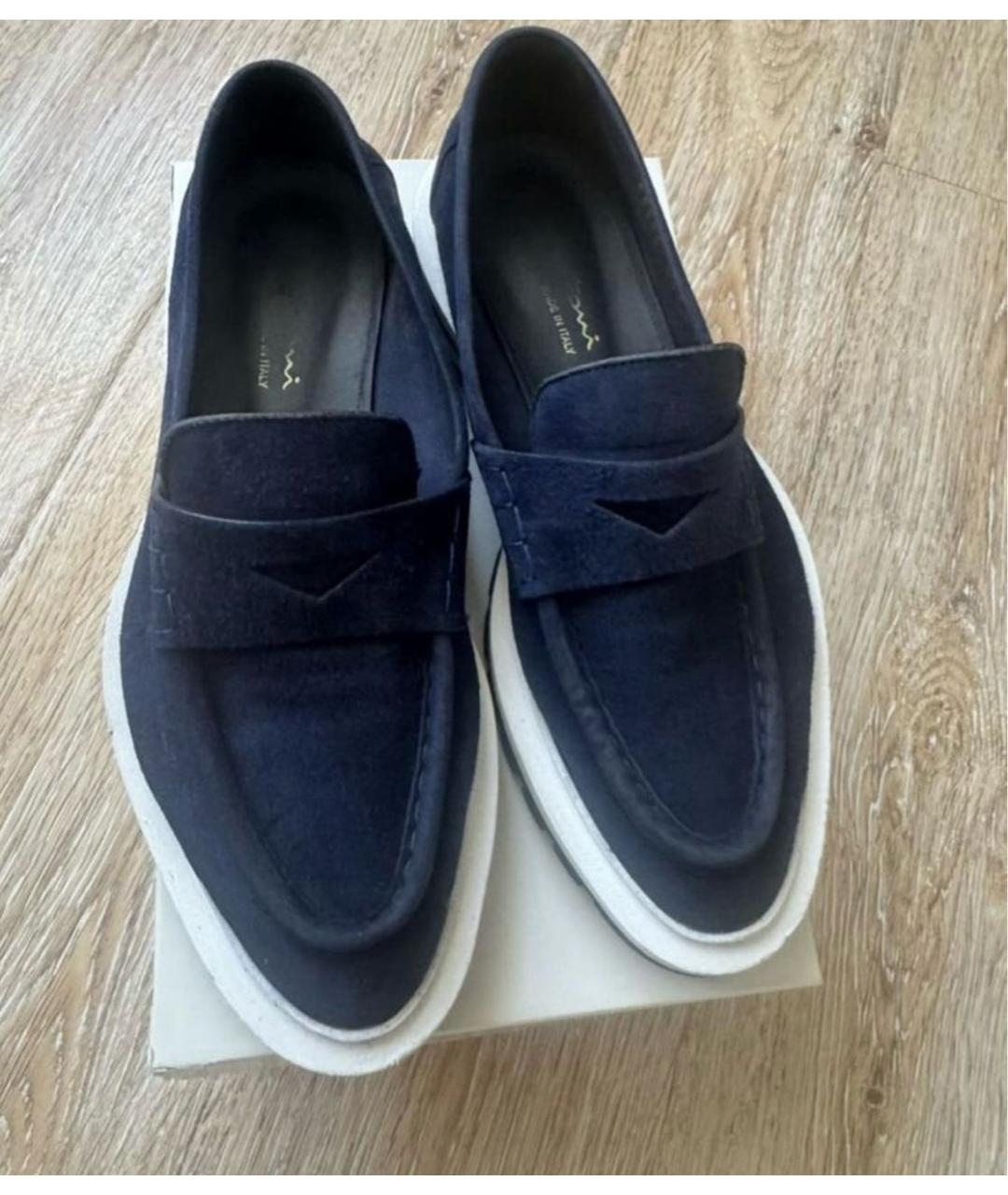 SANTONI Темно-синие замшевые лоферы, фото 2