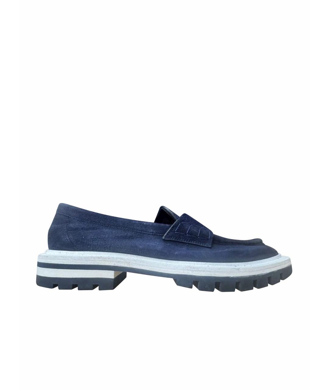 SANTONI Темно-синие замшевые лоферы, фото 1