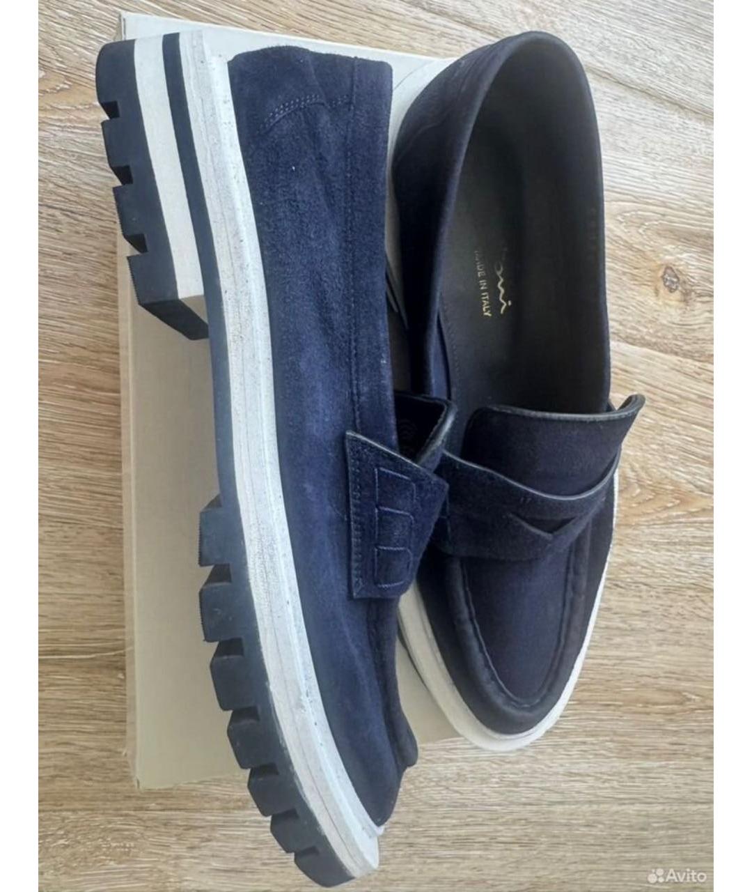 SANTONI Темно-синие замшевые лоферы, фото 3