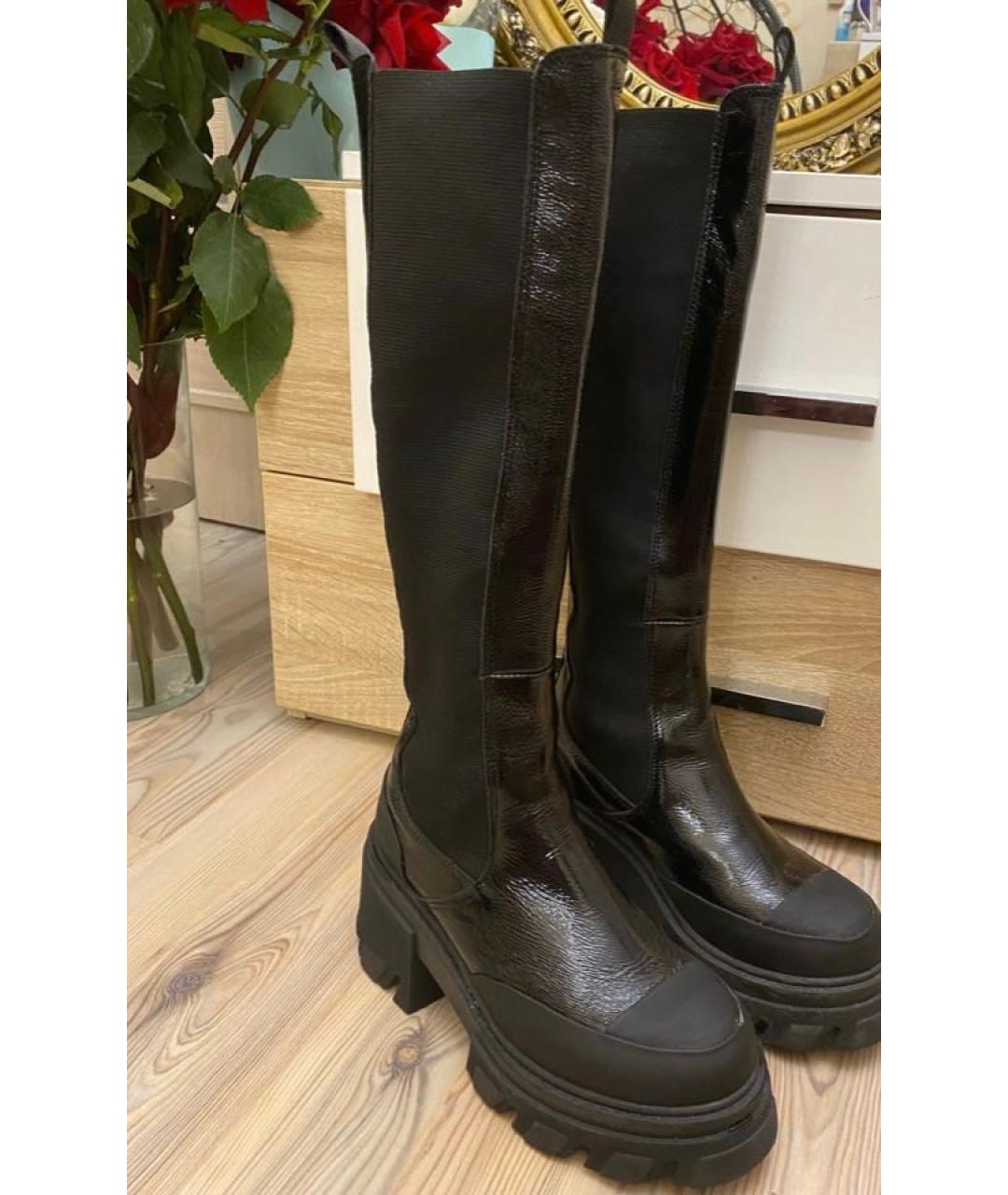 GANNI Черные сапоги из лакированной кожи, фото 8