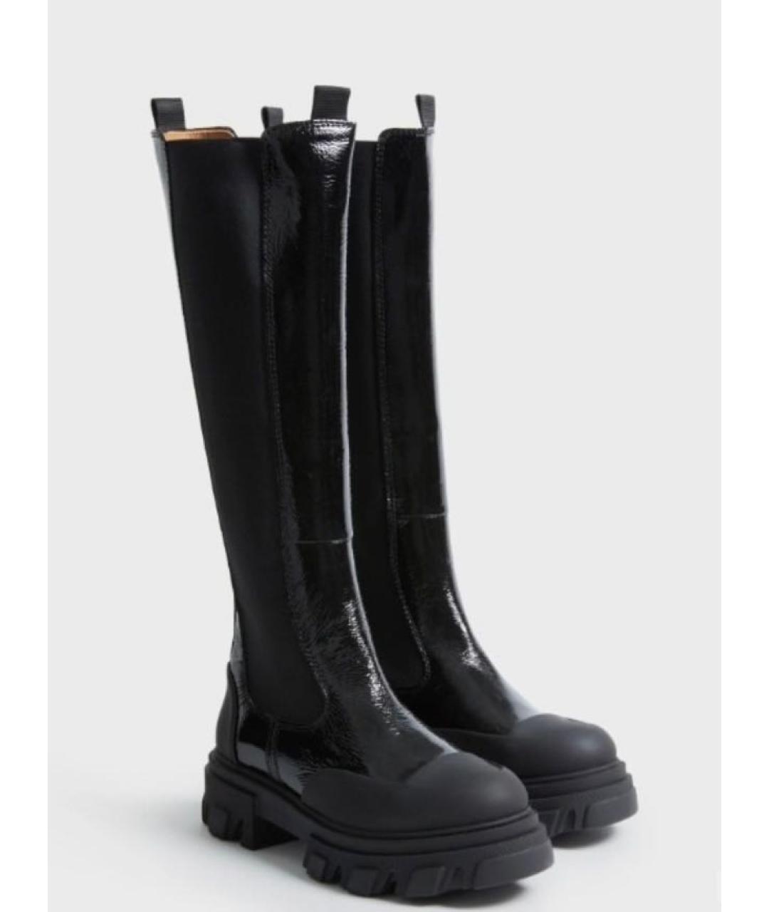 GANNI Черные сапоги из лакированной кожи, фото 2