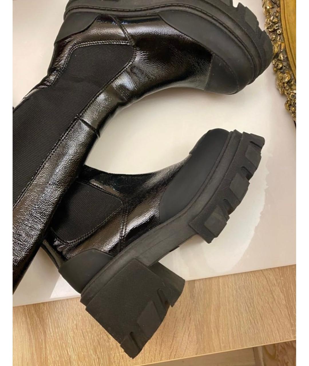 GANNI Черные сапоги из лакированной кожи, фото 5