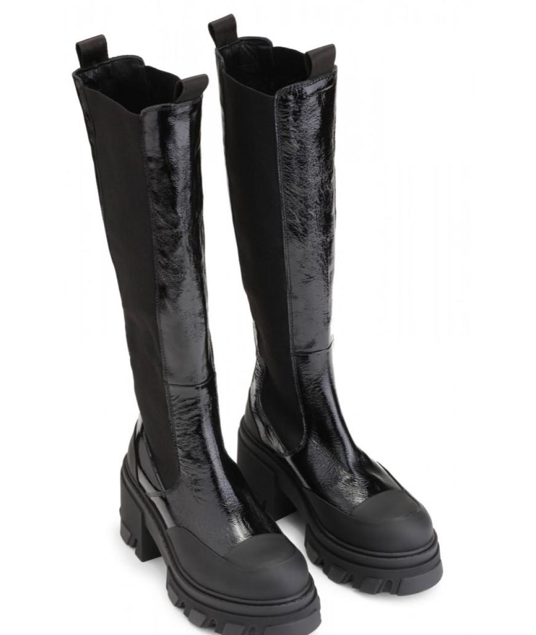 GANNI Черные сапоги из лакированной кожи, фото 3