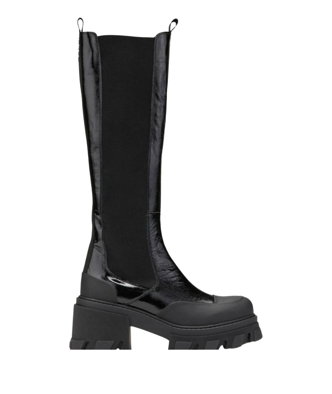 GANNI Черные сапоги из лакированной кожи, фото 1