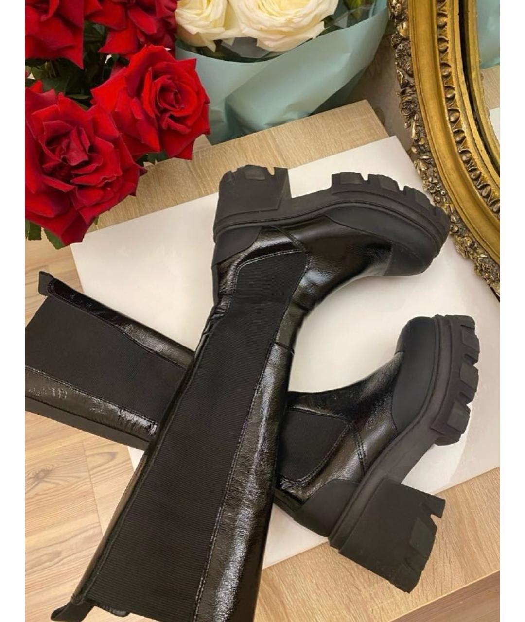 GANNI Черные сапоги из лакированной кожи, фото 6