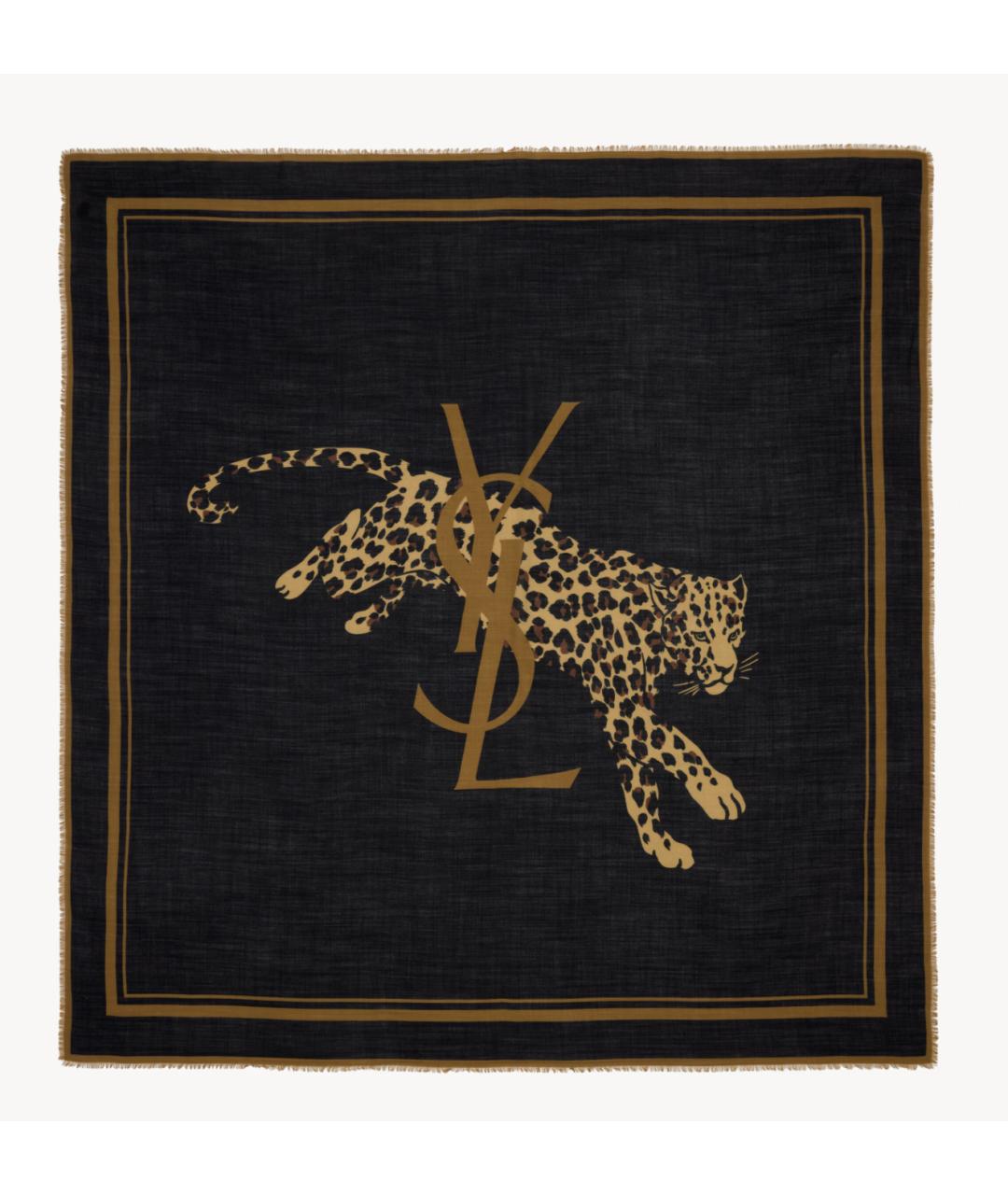 SAINT LAURENT Черный шерстяной платок, фото 4