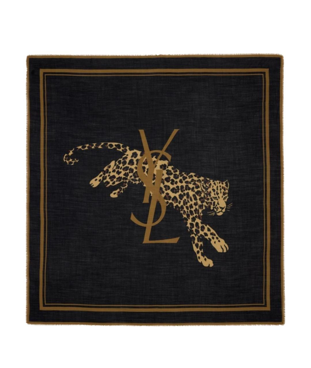 SAINT LAURENT Черный шерстяной платок, фото 1