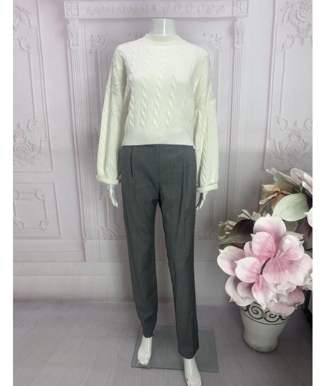 JO NO FUI Серые шерстяные прямые брюки, фото 5