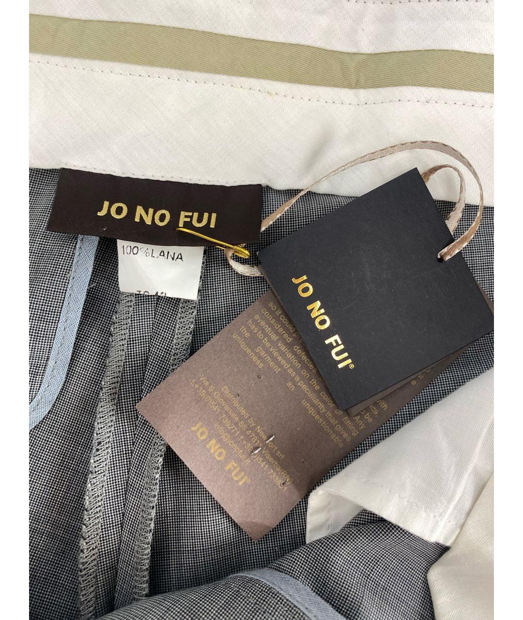 JO NO FUI Серые шерстяные прямые брюки, фото 6