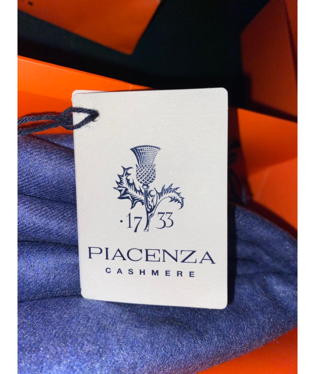 PIACENZA CASHMERE Синий шелковый шарф, фото 3