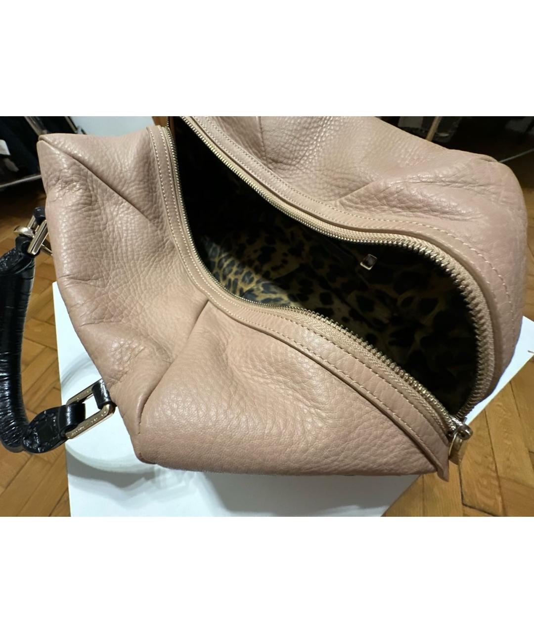 ROBERTO CAVALLI Бежевая кожаная сумка через плечо, фото 3