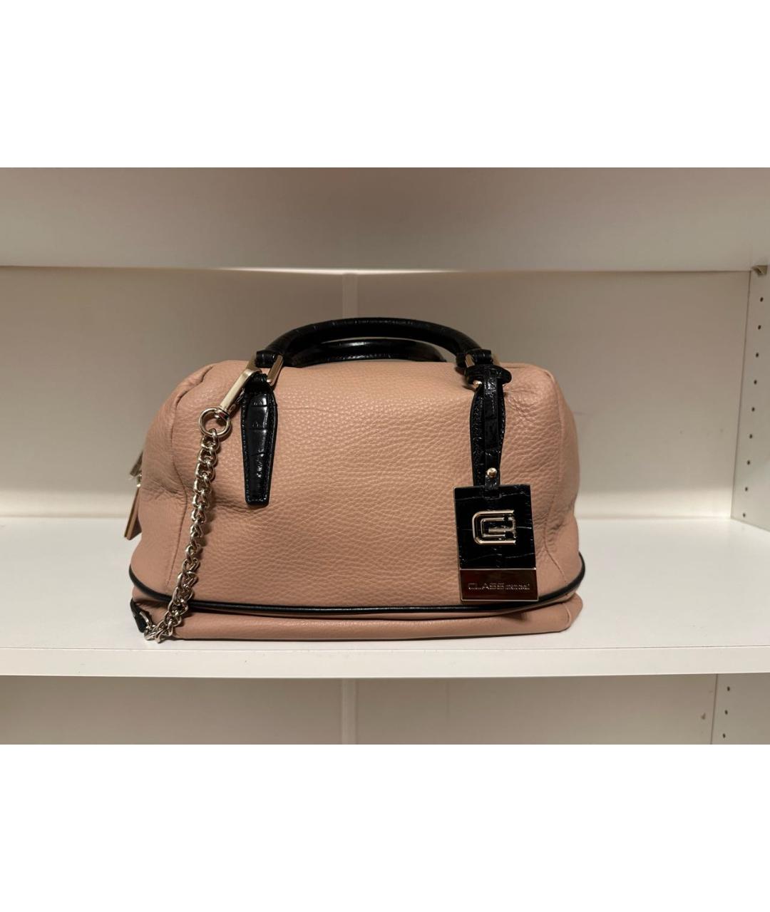 ROBERTO CAVALLI Бежевая кожаная сумка через плечо, фото 4