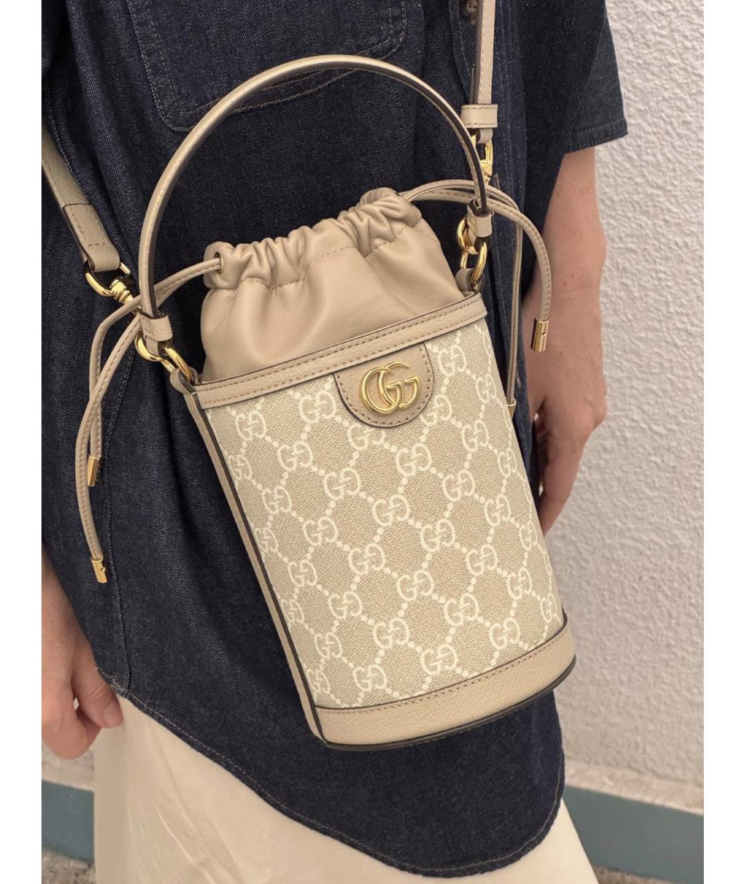 GUCCI Бежевая кожаная сумка через плечо, фото 7