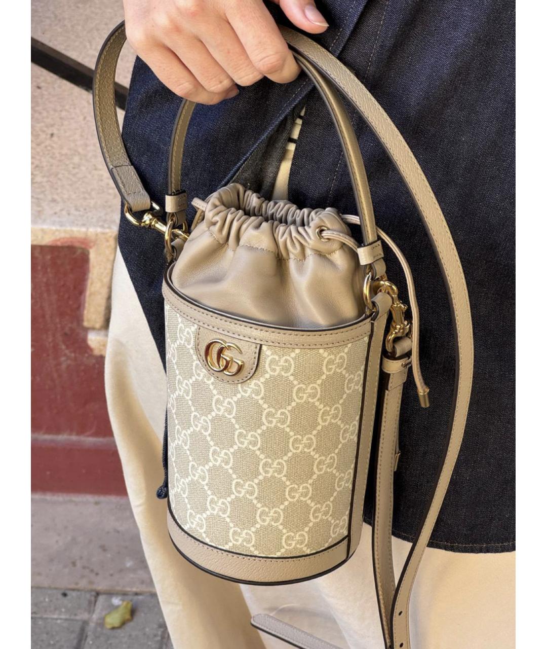 GUCCI Бежевая кожаная сумка через плечо, фото 6