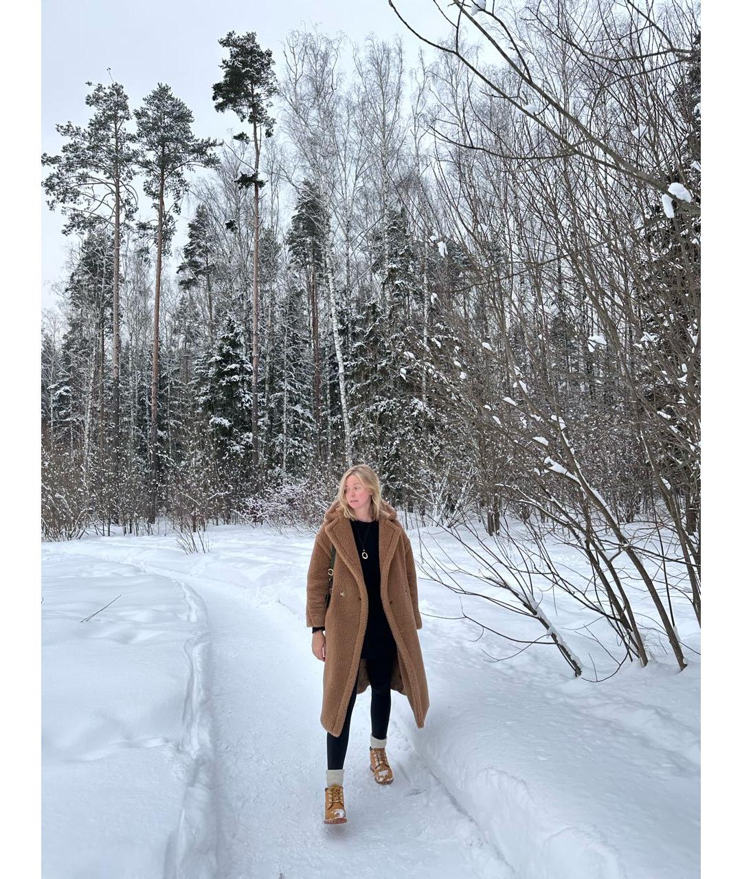 MAX MARA Коричневая шерстяная шуба, фото 5