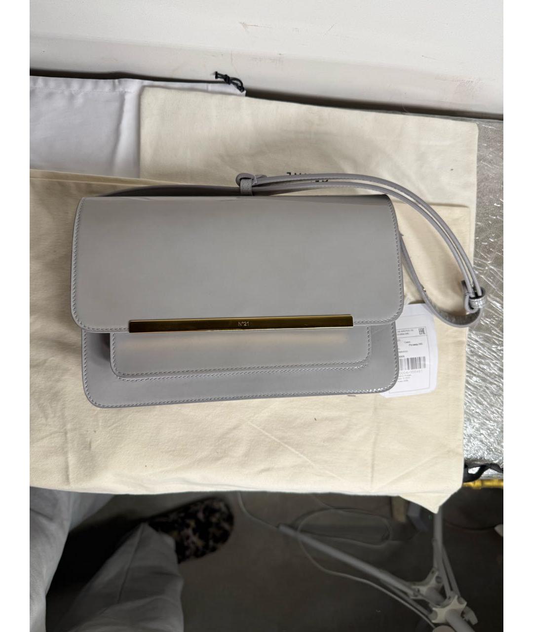 NO. 21 Серая кожаная сумка через плечо, фото 2