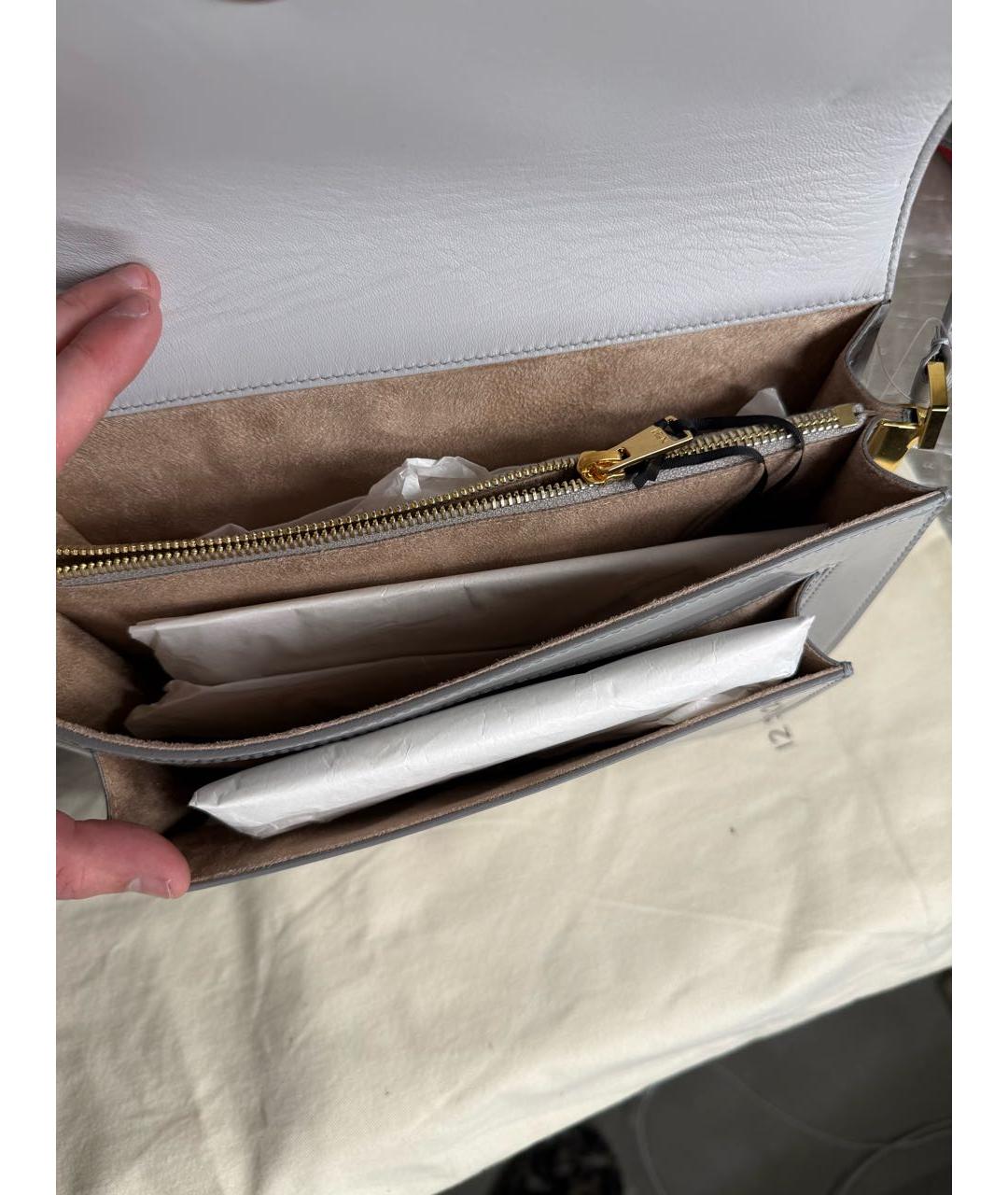 NO. 21 Серая кожаная сумка через плечо, фото 5