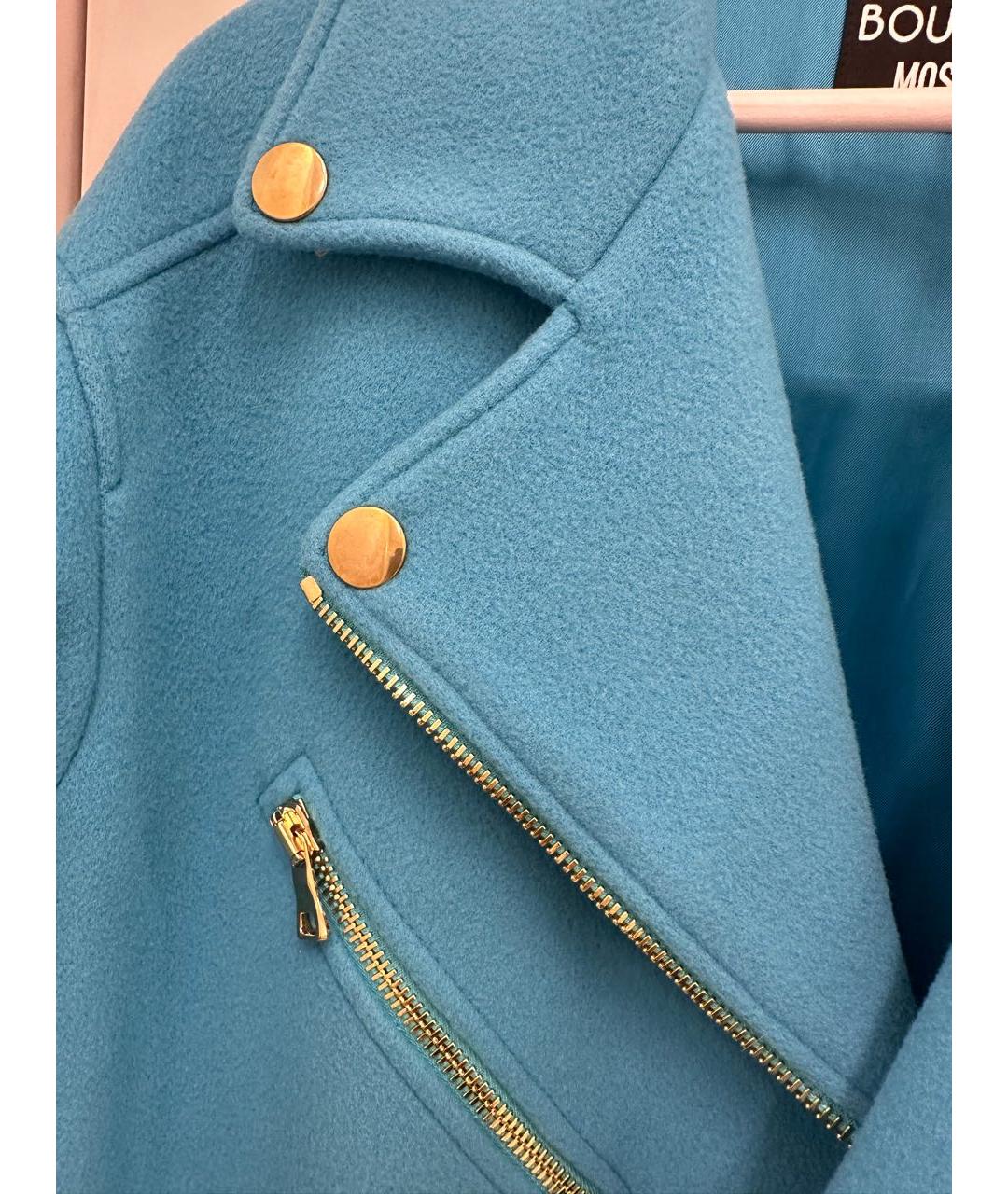 MOSCHINO Бирюзовое шерстяное пальто, фото 6