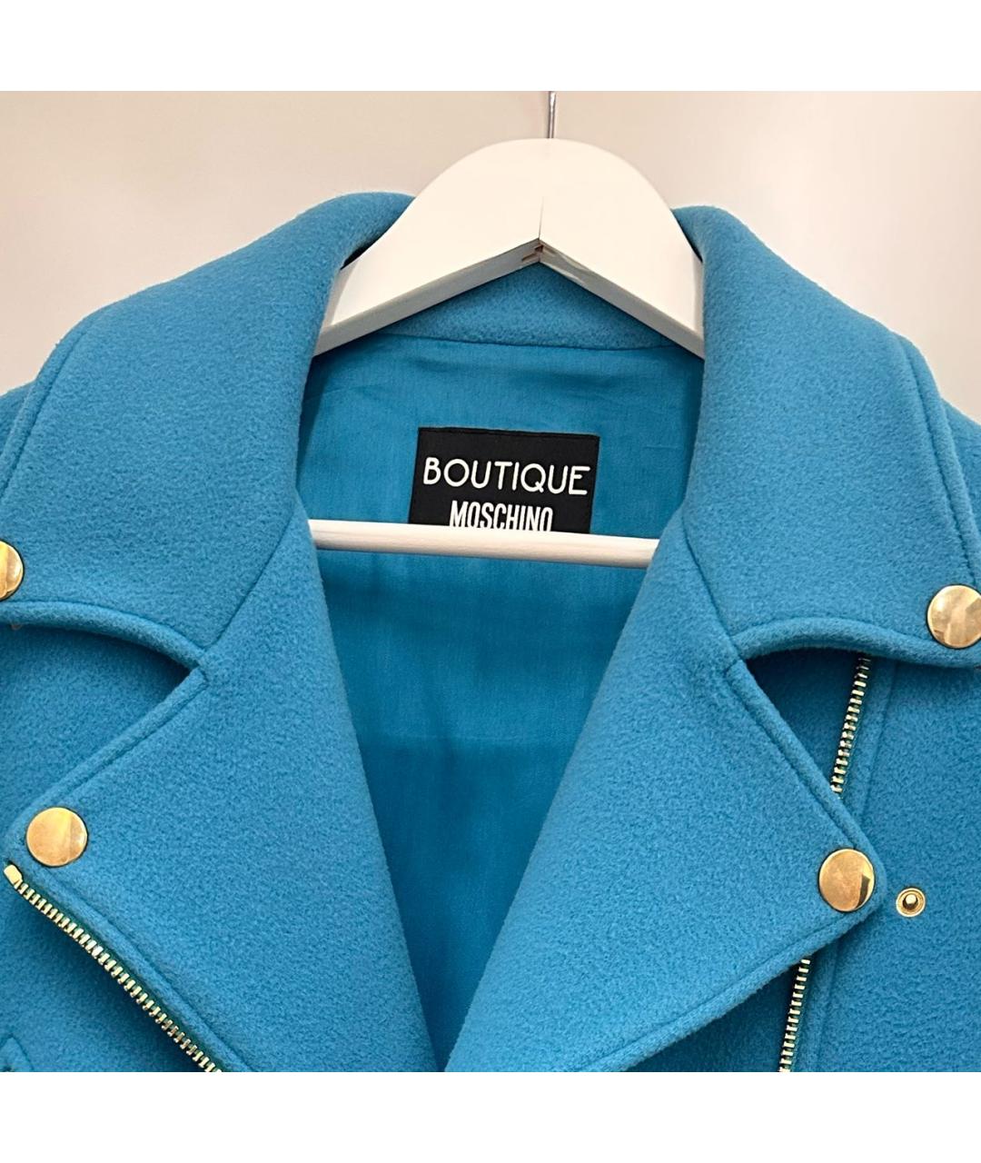 MOSCHINO Бирюзовое шерстяное пальто, фото 4