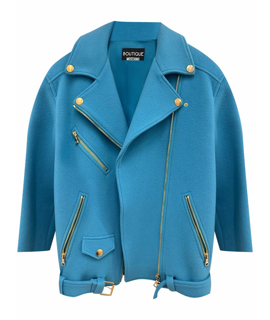 MOSCHINO Бирюзовое шерстяное пальто, фото 1