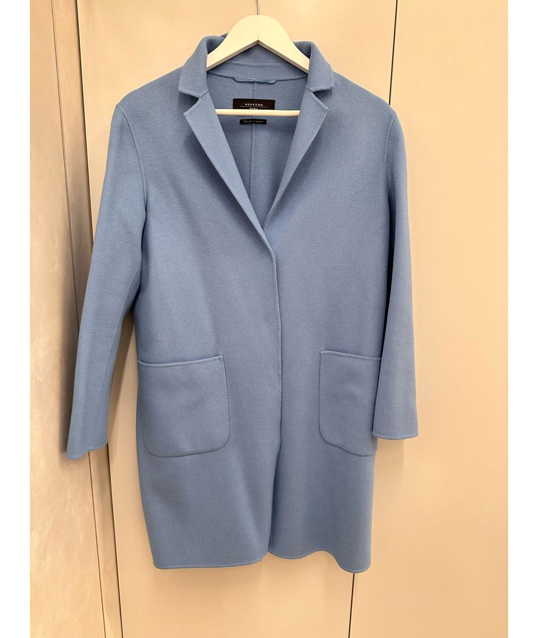 MAX MARA Голубое шерстяное пальто, фото 8