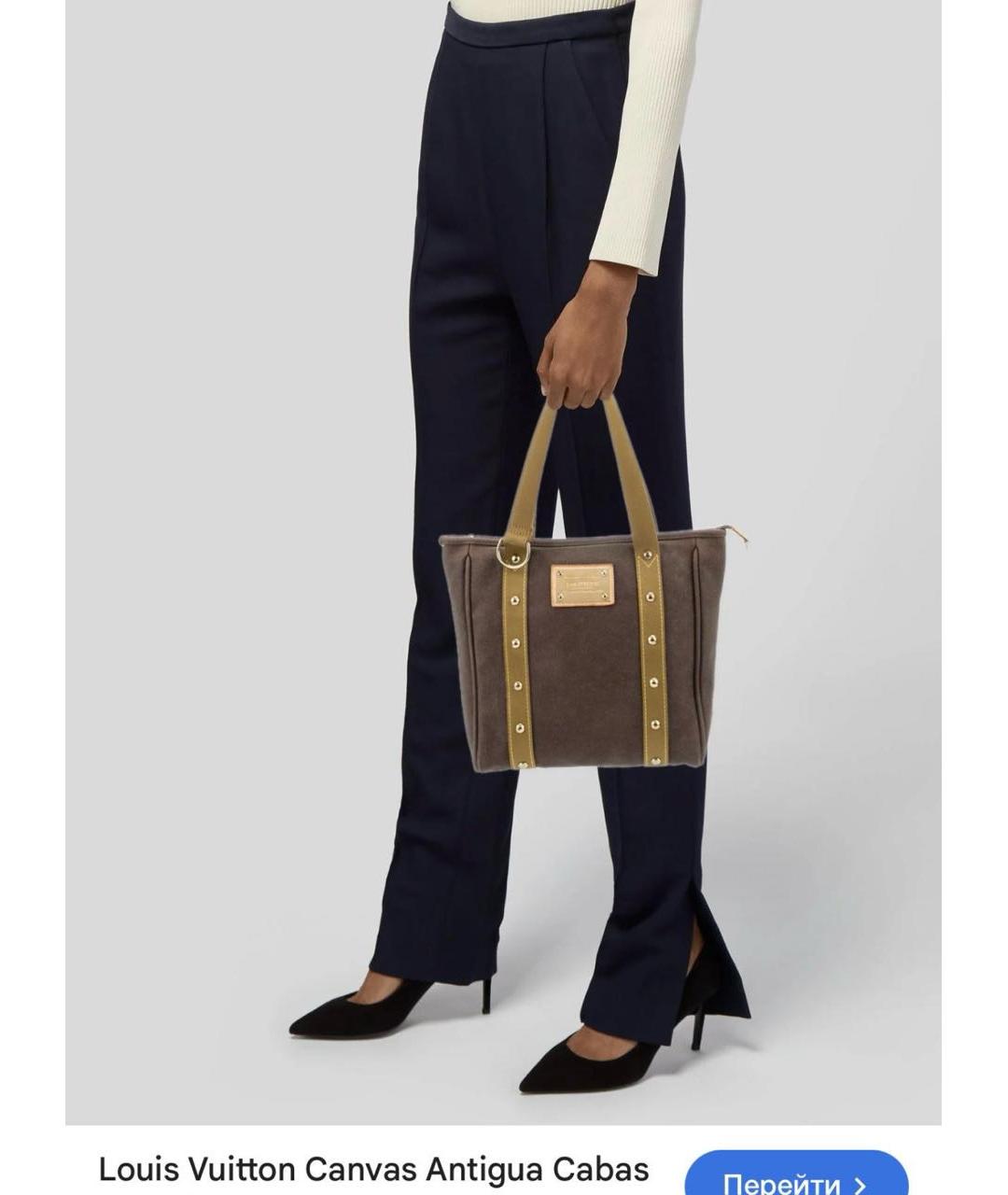 LOUIS VUITTON Черная деним сумка тоут, фото 6