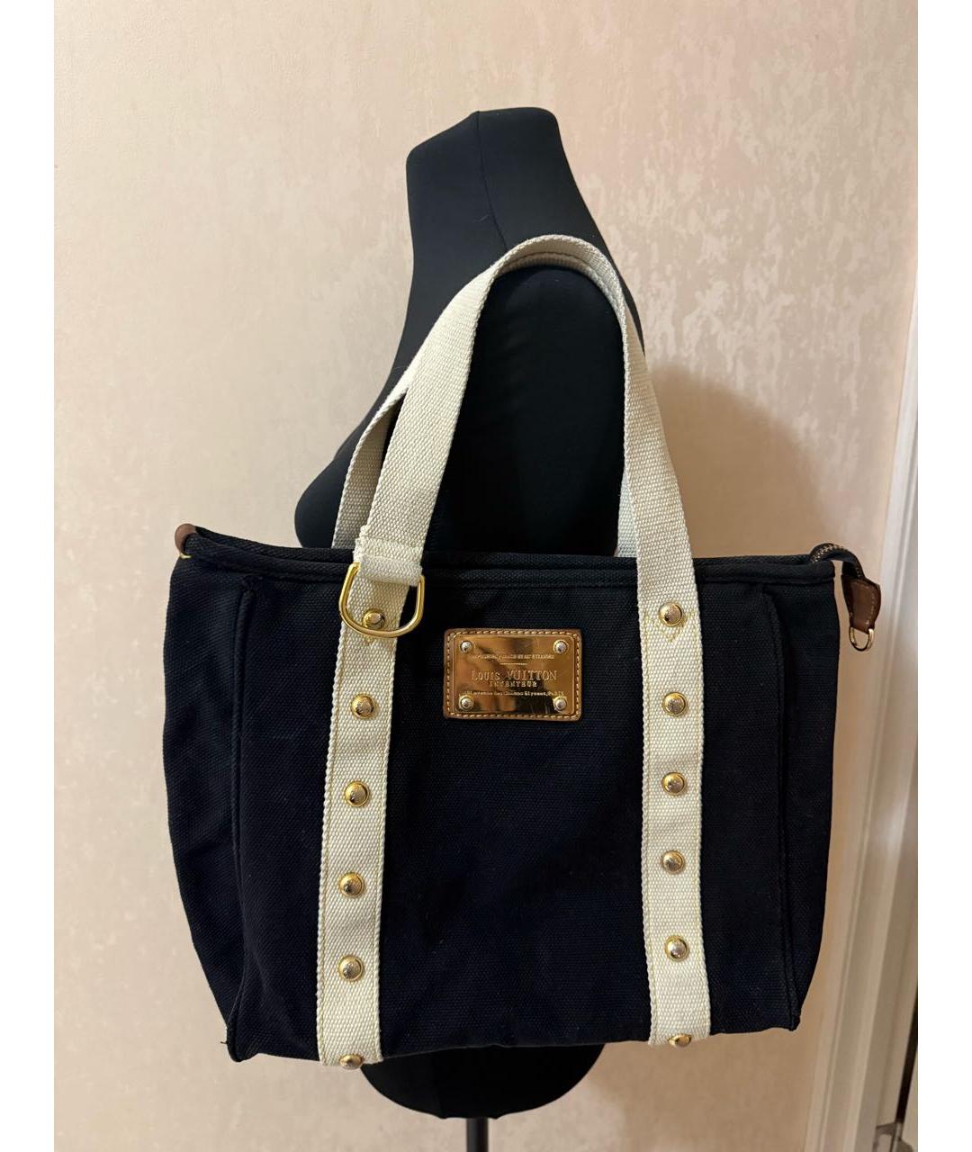 LOUIS VUITTON Черная деним сумка тоут, фото 7