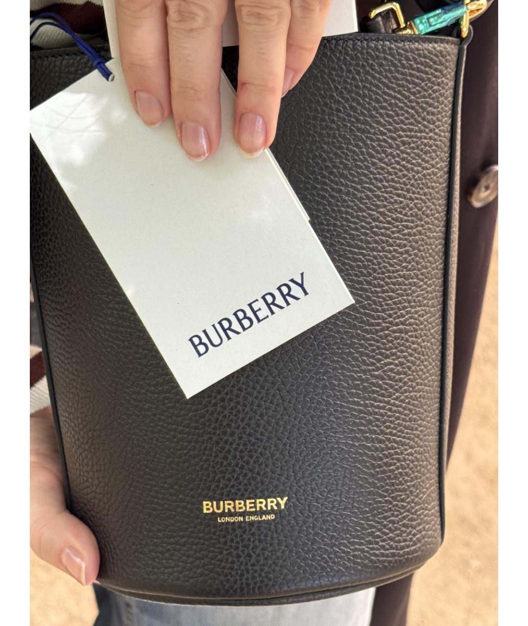 BURBERRY Черная кожаная сумка через плечо, фото 8