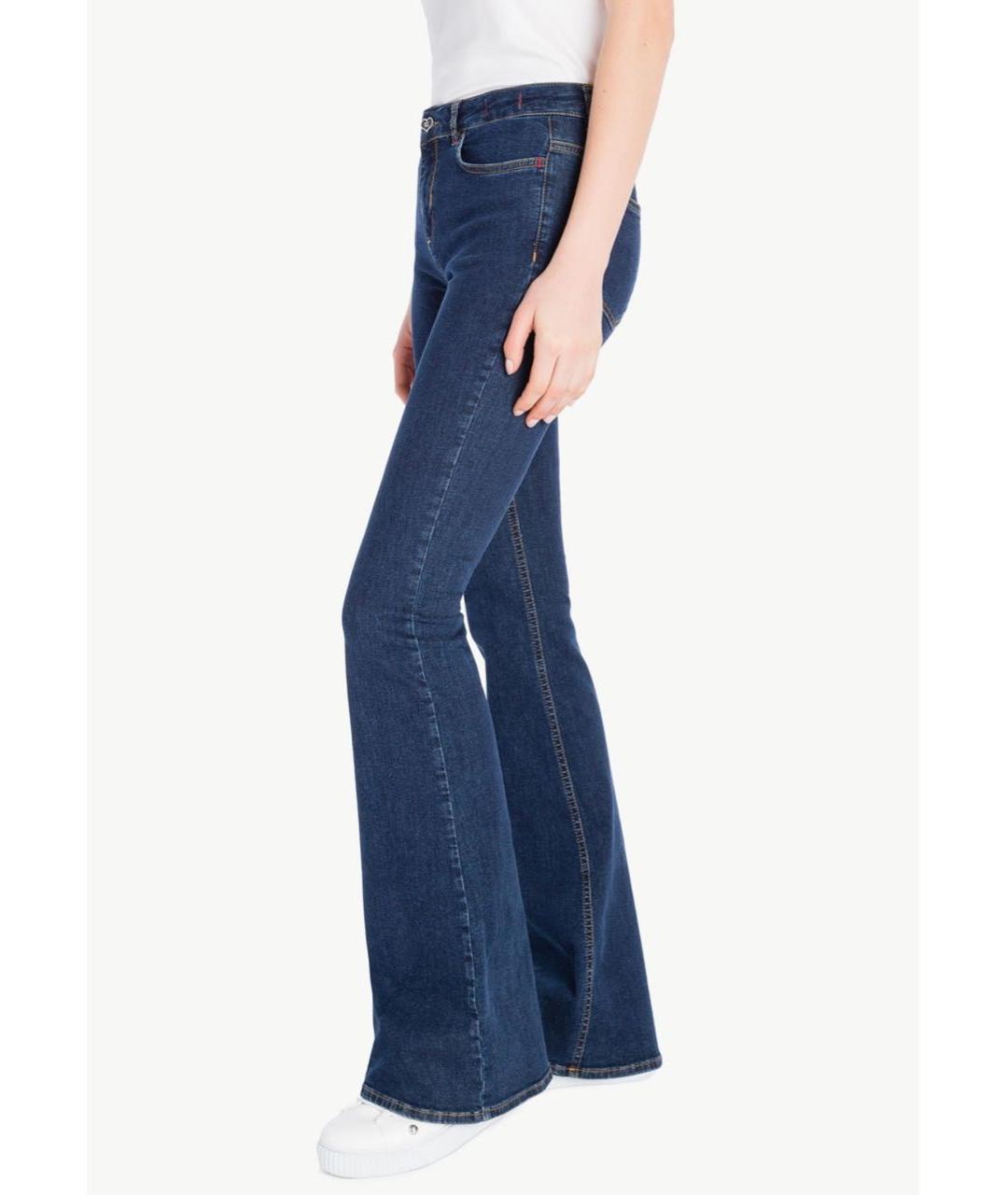 TWIN-SET Темно-синие хлопко-эластановые джинсы клеш, фото 6