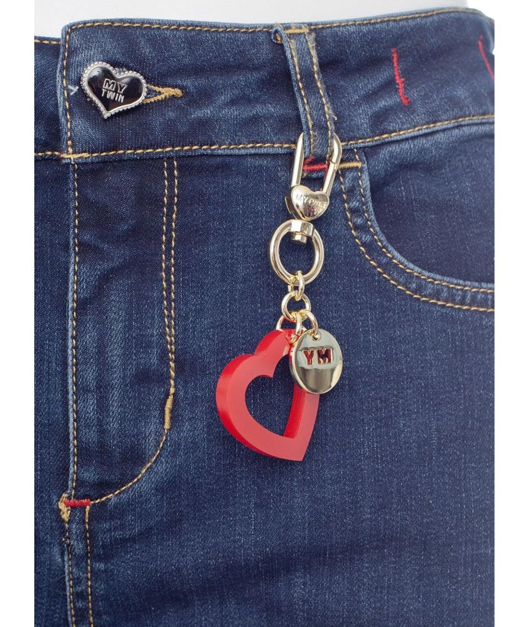 TWIN-SET Темно-синие хлопко-эластановые джинсы клеш, фото 4