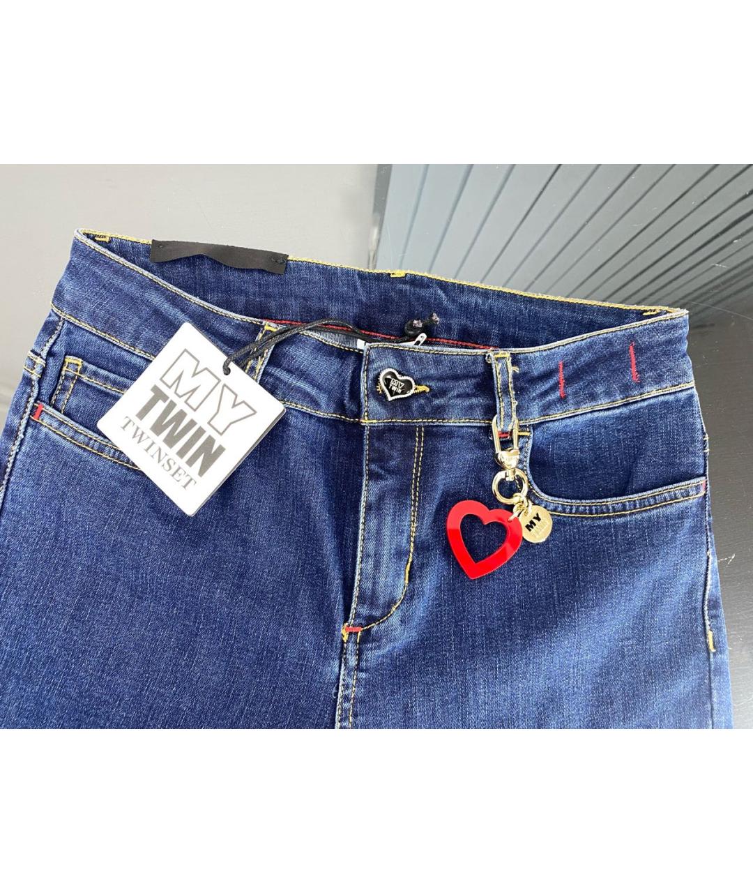 TWIN-SET Темно-синие хлопко-эластановые джинсы клеш, фото 3