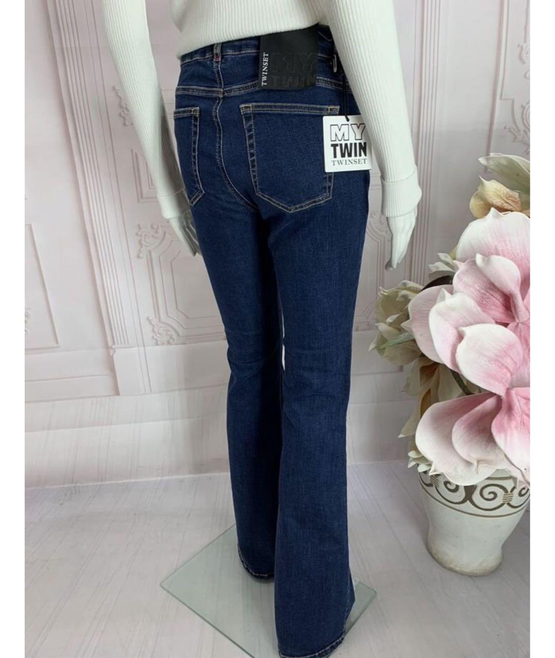 TWIN-SET Темно-синие хлопко-эластановые джинсы клеш, фото 7