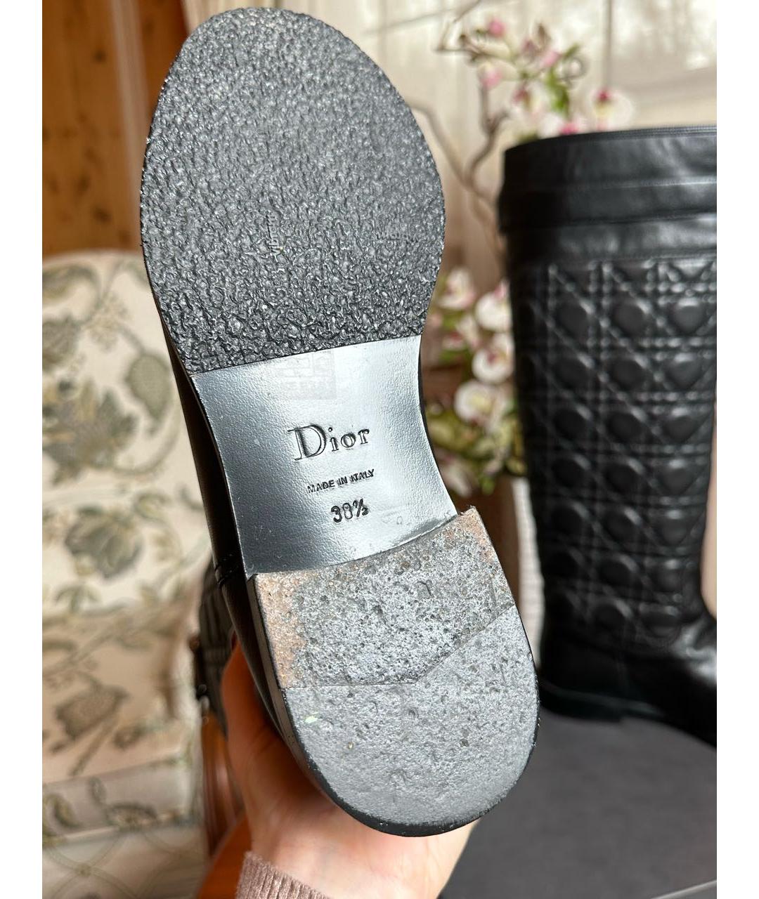 CHRISTIAN DIOR Черные кожаные сапоги, фото 5