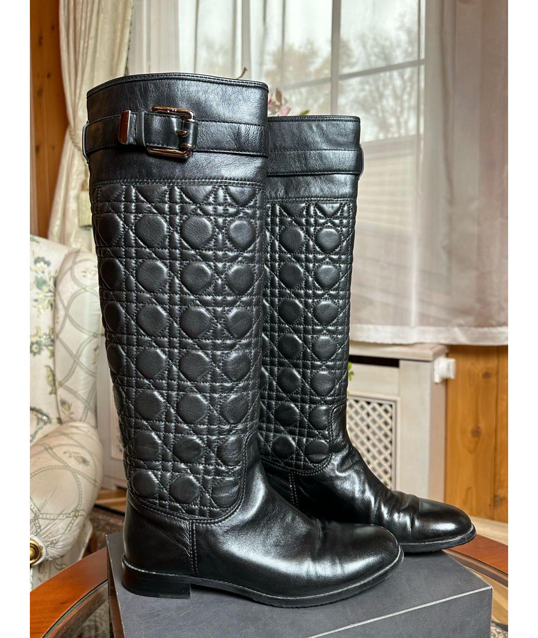 CHRISTIAN DIOR Черные кожаные сапоги, фото 8