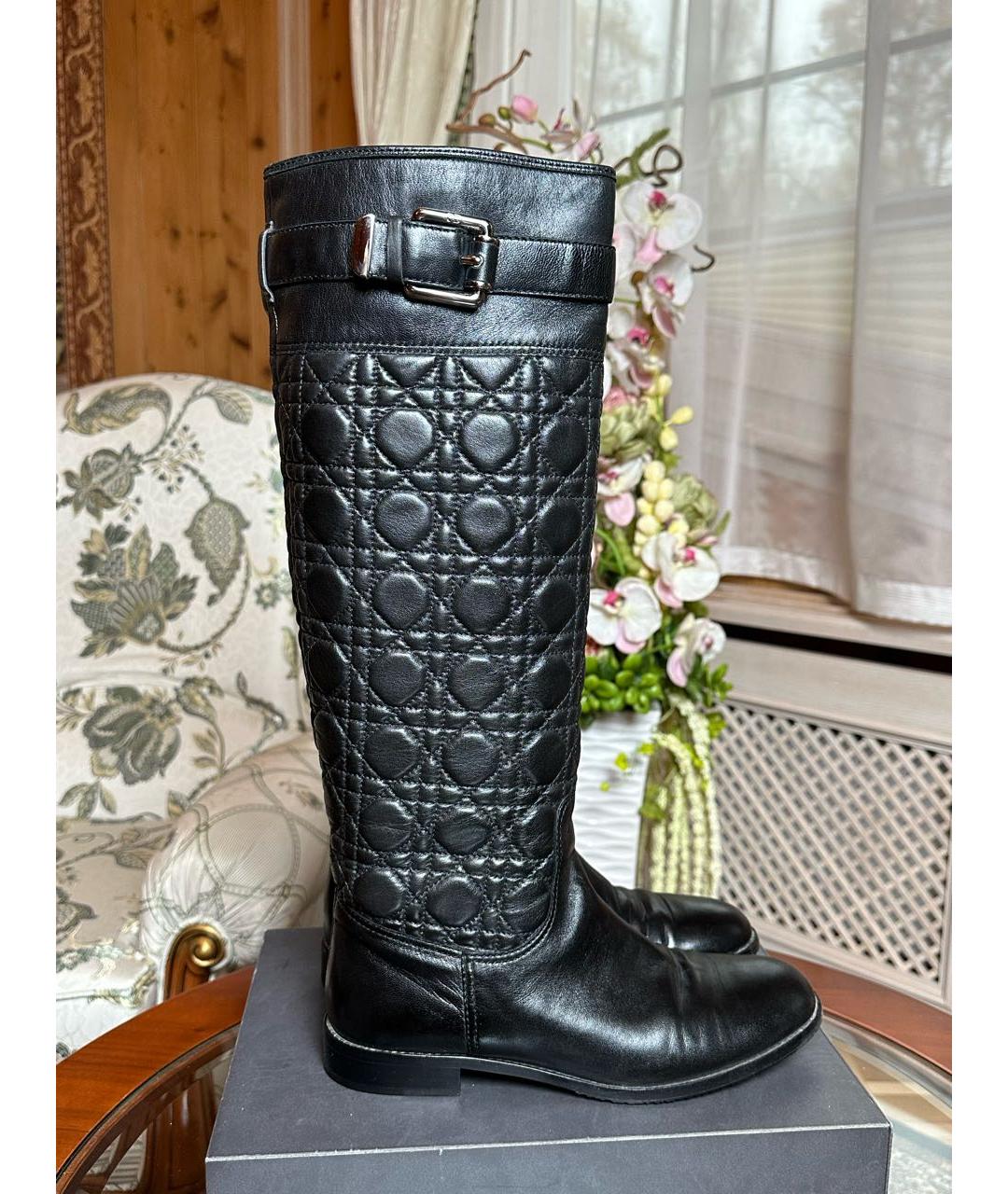 CHRISTIAN DIOR Черные кожаные сапоги, фото 9