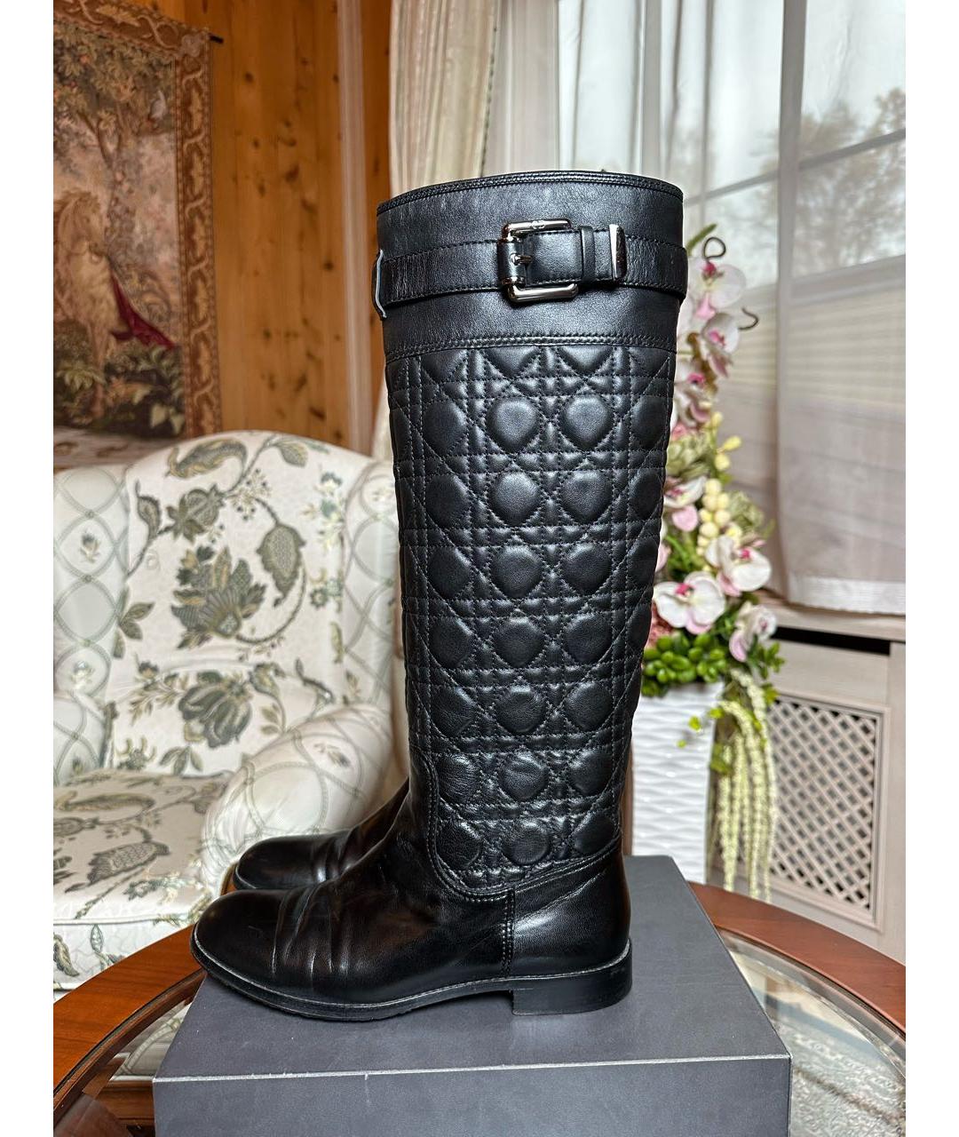 CHRISTIAN DIOR Черные кожаные сапоги, фото 6