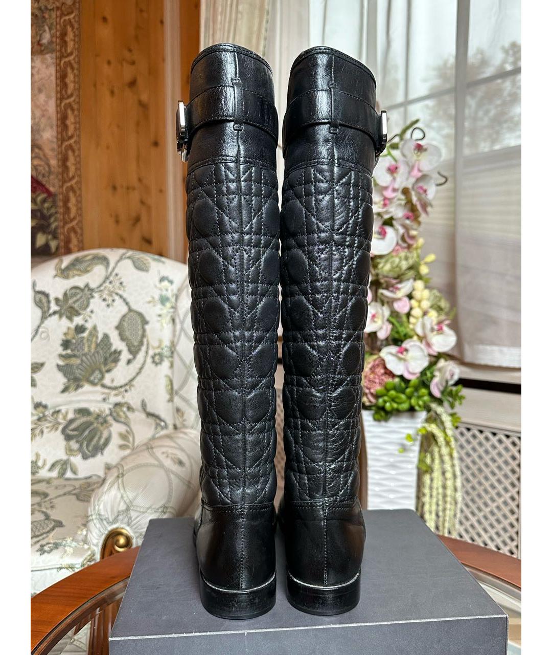 CHRISTIAN DIOR Черные кожаные сапоги, фото 3