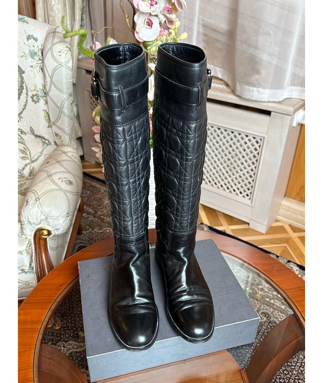CHRISTIAN DIOR Черные кожаные сапоги, фото 7