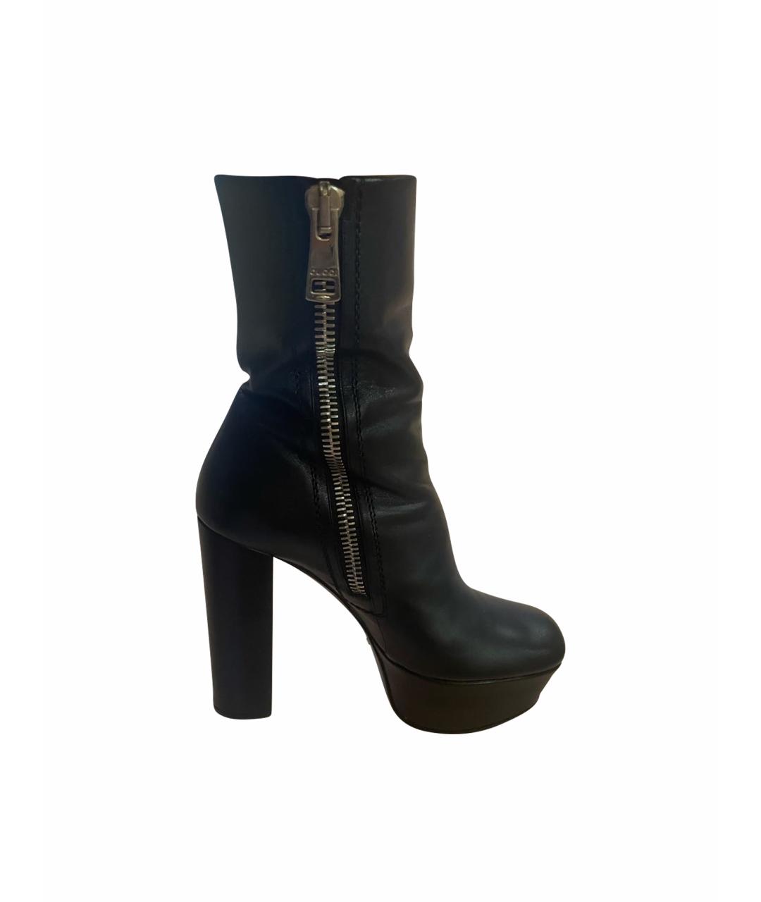 GUCCI Черные кожаные ботильоны, фото 1