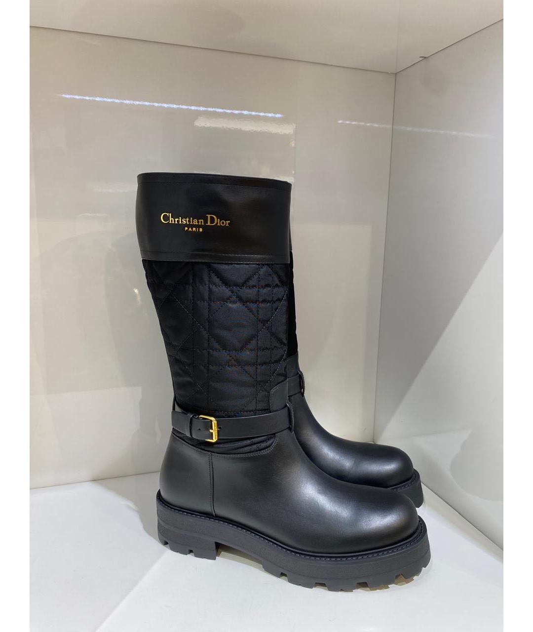 CHRISTIAN DIOR Черные кожаные сапоги, фото 2