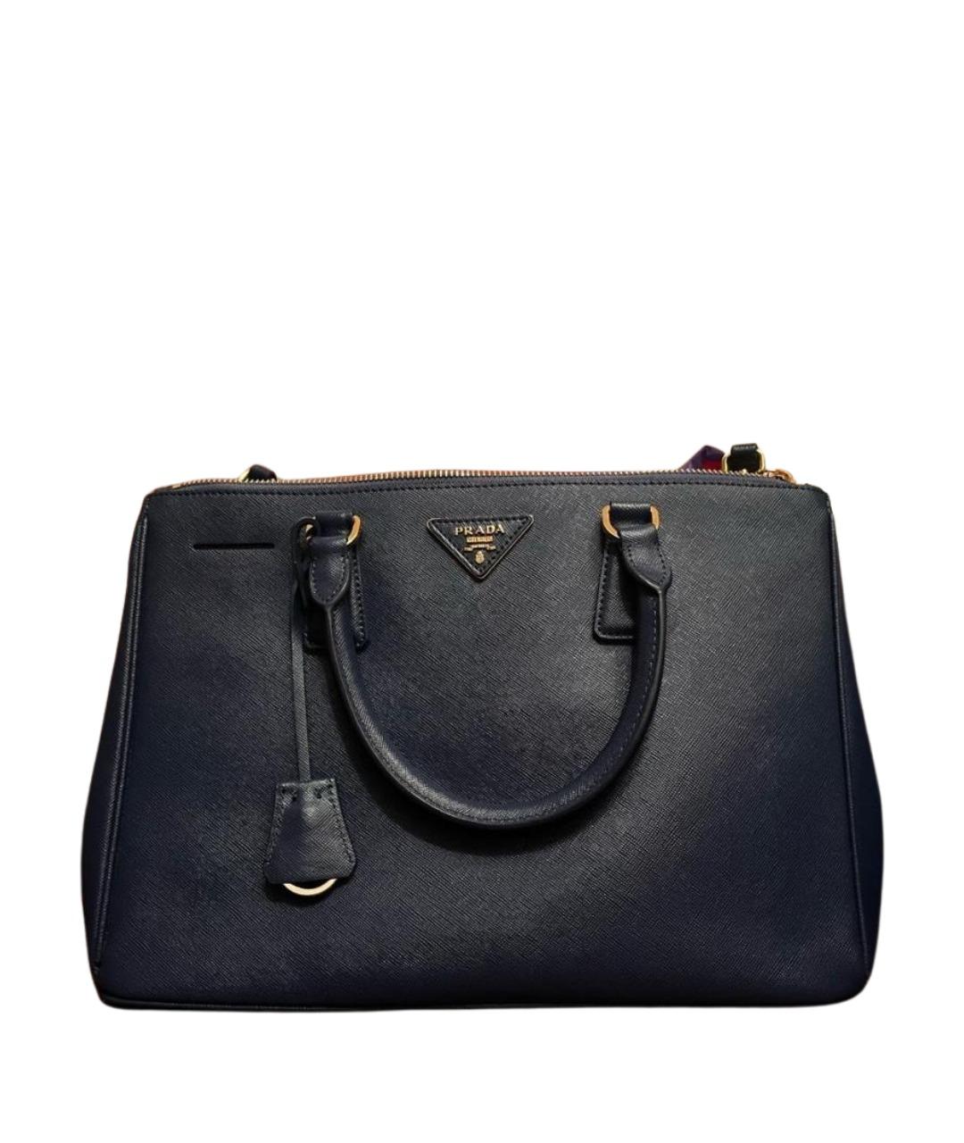 PRADA Темно-синяя кожаная сумка тоут, фото 1