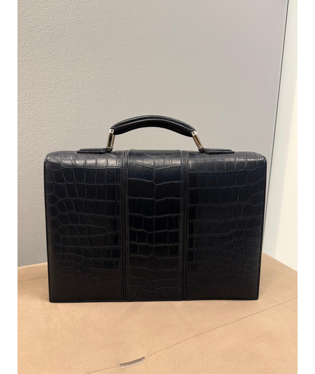 STEFANO RICCI Темно-синий портфель из экзотической кожи, фото 5
