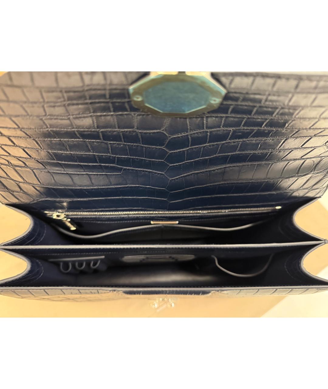 STEFANO RICCI Темно-синий портфель из экзотической кожи, фото 8