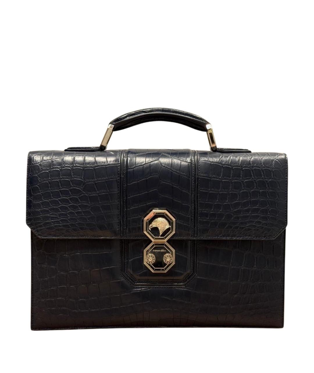 STEFANO RICCI Темно-синий портфель из экзотической кожи, фото 1