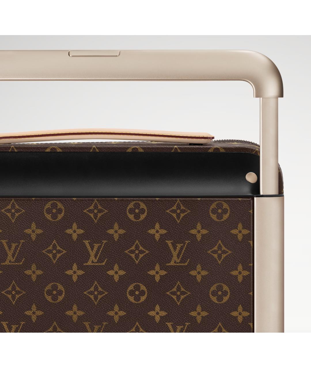 LOUIS VUITTON Коричневый кожаный чемодан, фото 2