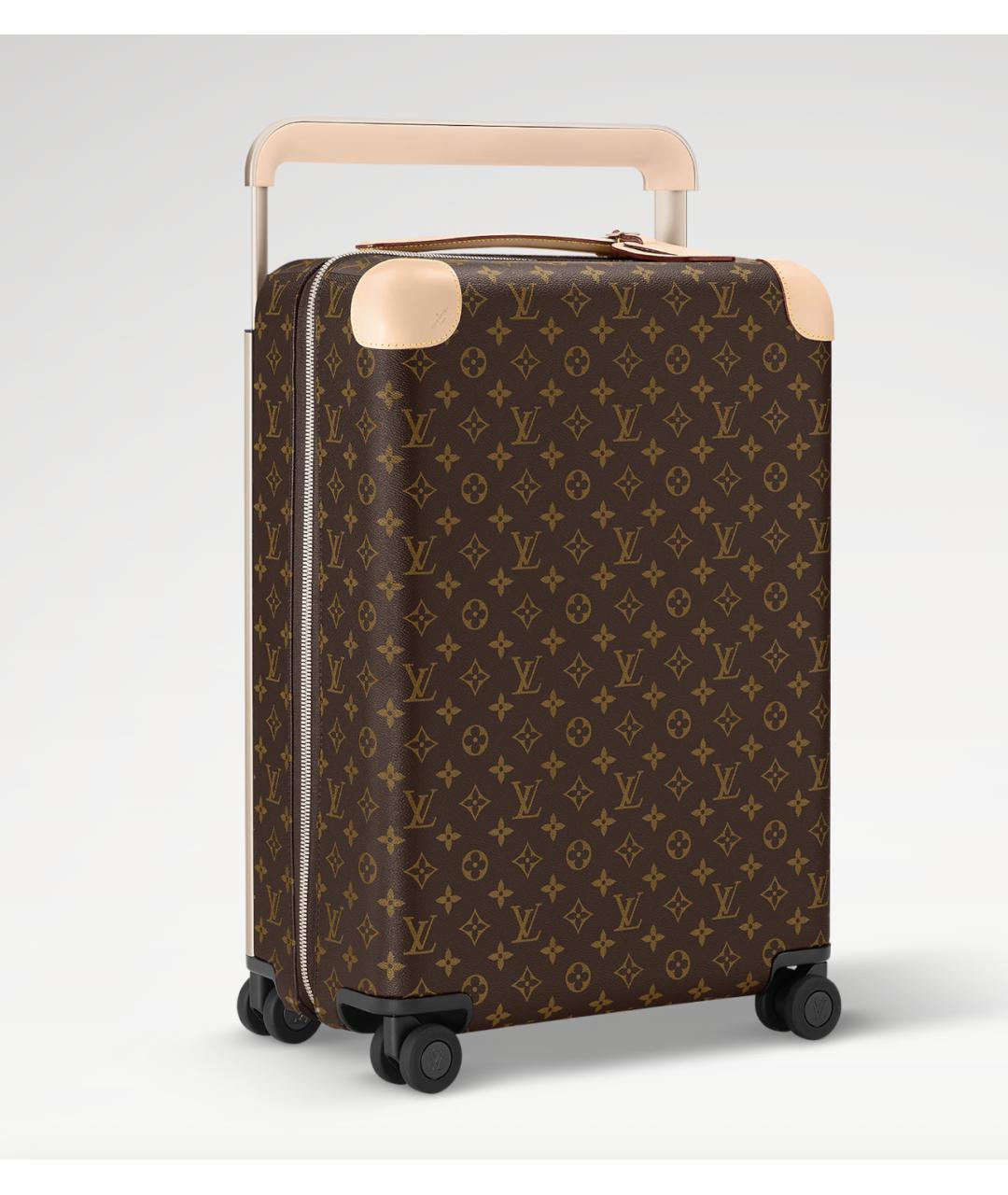 LOUIS VUITTON Коричневый кожаный чемодан, фото 3