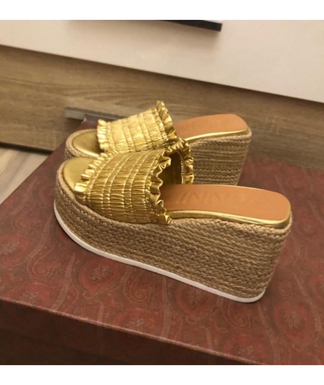 GANNI Золотые кожаные эспадрильи, фото 8