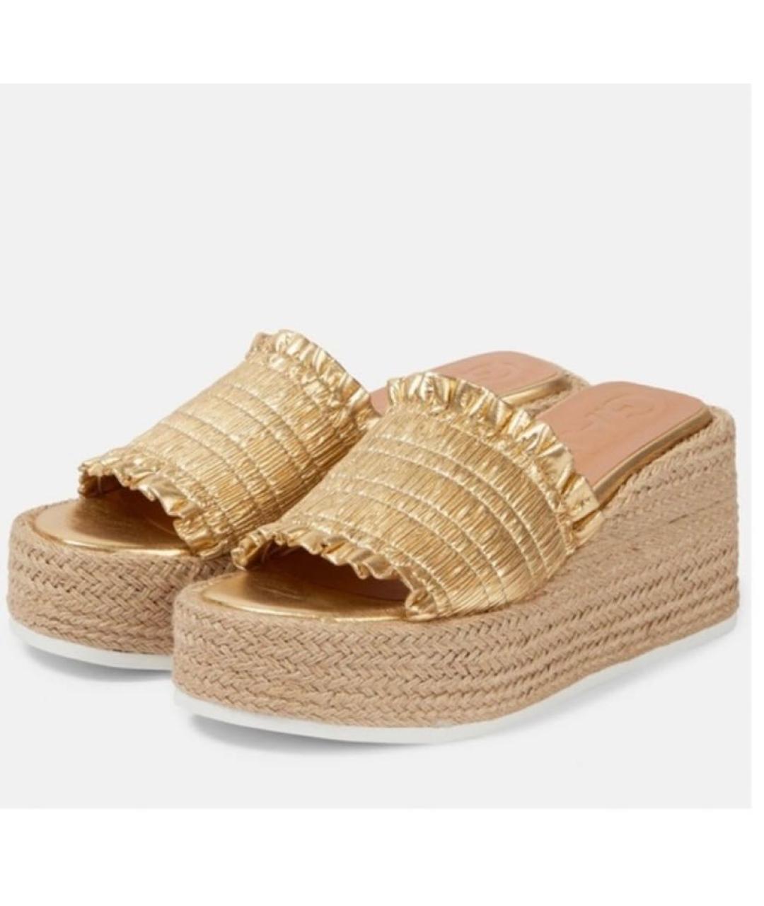 GANNI Золотые кожаные эспадрильи, фото 2