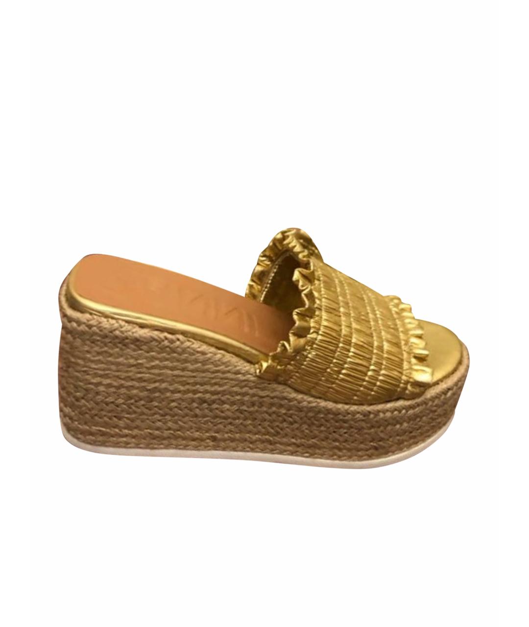 GANNI Золотые кожаные эспадрильи, фото 1